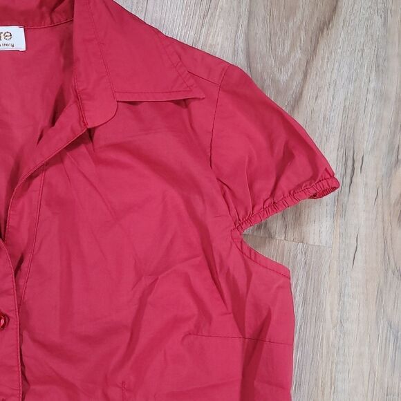 💜Oltre Italian Made Buttoned Cap Sleeve Top Petite Small - Picture 4 of 11